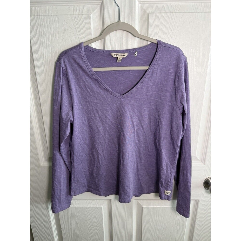 Toad & Co Marley II Long Sleeve Womens Large Tee Shirt Organic Cotton Natural